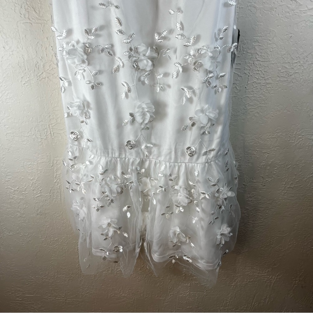Lulu's Effortlessly Sweet White Tulle 3D Floral Tie-Strap Midi Dress - Picture 7 of 14